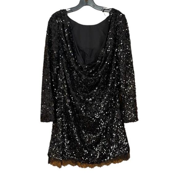 Sachin + Babi Size 0 NEW Black Long Sleeve Cameron Sequin Low Back Mini Dress - Picture 7 of 9